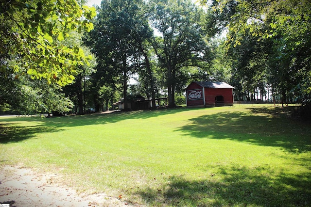 view of yard featuring an outbuilding