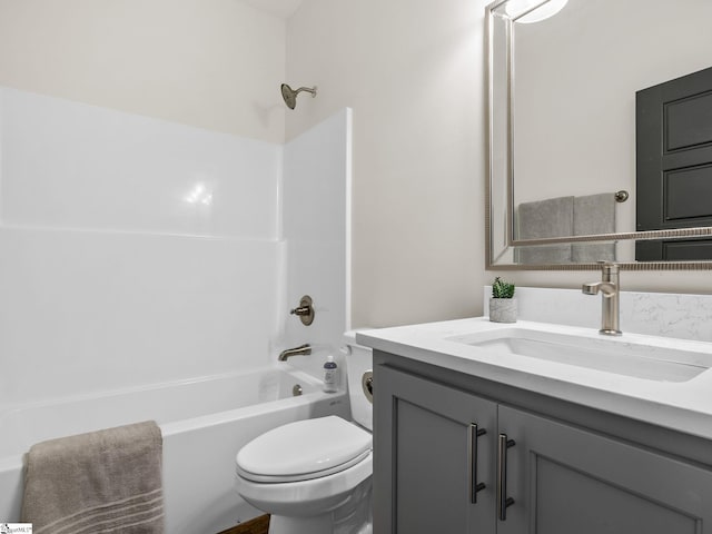 full bathroom featuring vanity, toilet, and shower / bathtub combination