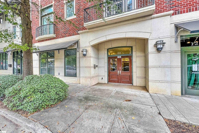 property entrance with french doors