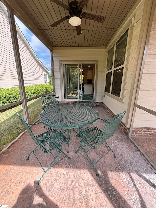 view of patio with ceiling fan