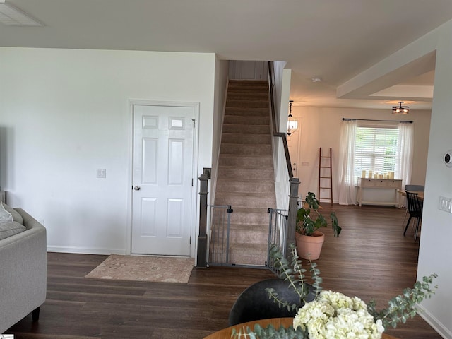 entrance foyer with dark hardwood / wood-style flooring