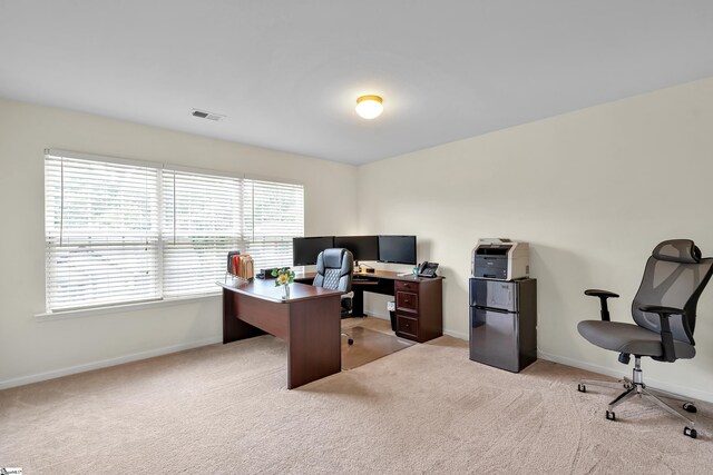 view of carpeted office space