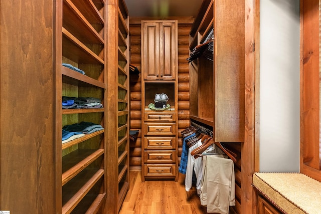 spacious closet with light wood-type flooring