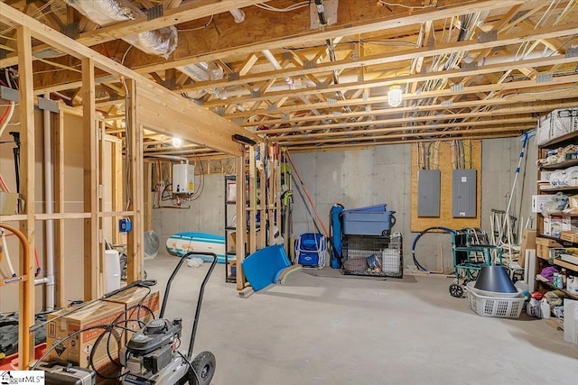 basement with electric panel