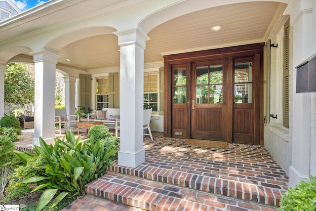 property entrance with a porch