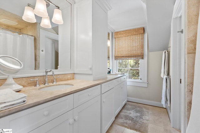 bathroom featuring vanity and tile patterned floors