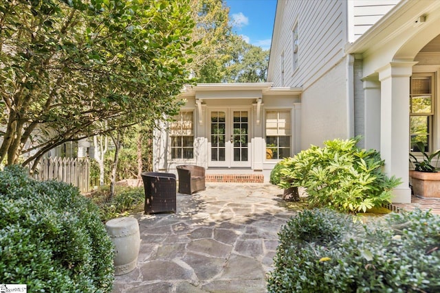 view of patio / terrace featuring french doors