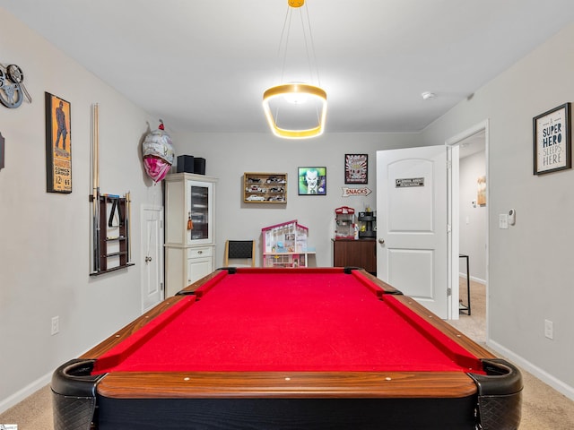 recreation room featuring pool table and carpet floors