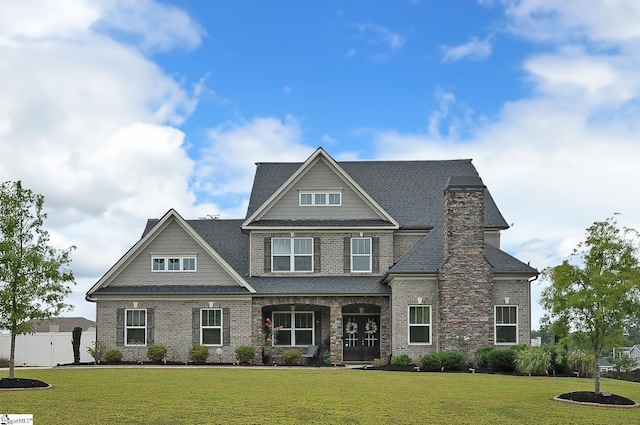 craftsman house featuring a front lawn