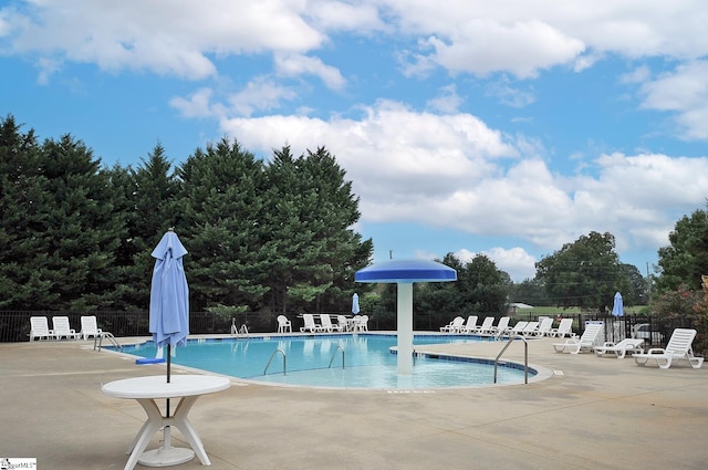 view of pool featuring a patio area