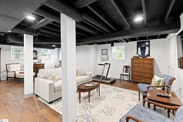 living room featuring wood-type flooring