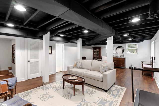 living room featuring wood-type flooring