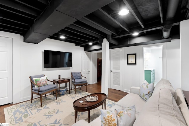 living room with wood-type flooring