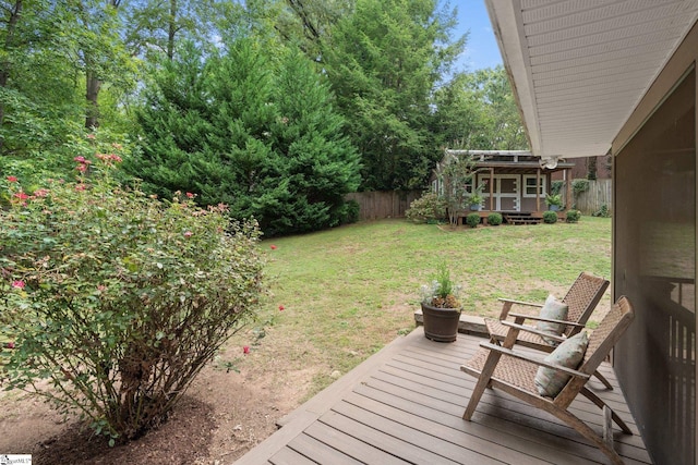 view of yard featuring a deck