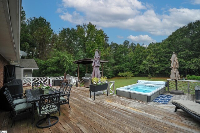 wooden deck with a yard