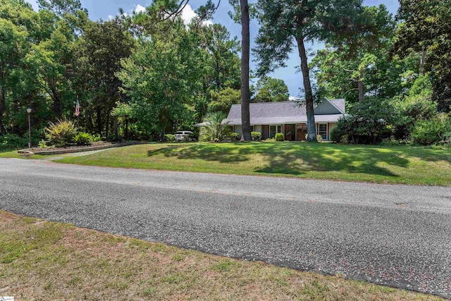 ranch-style home with a front lawn