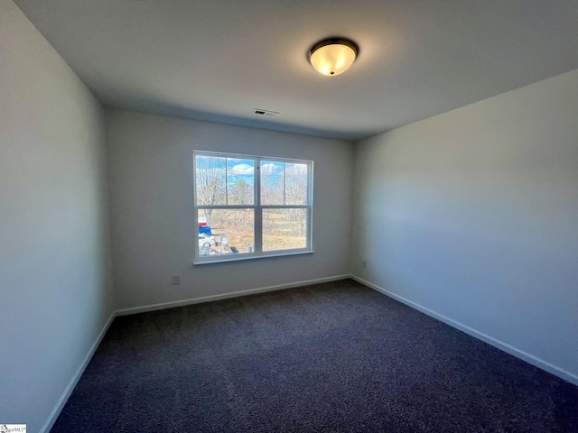 empty room with dark colored carpet