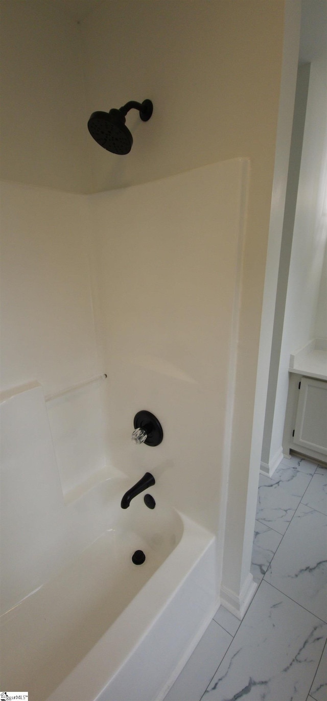 316 Windy Meadow Way, Simpsonville, SC 29680 - full bath with shower / tub combination, marble finish floor, baseboards, and vanity