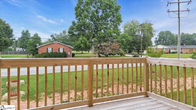 deck featuring a yard