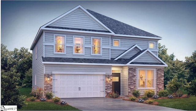 craftsman house with a garage