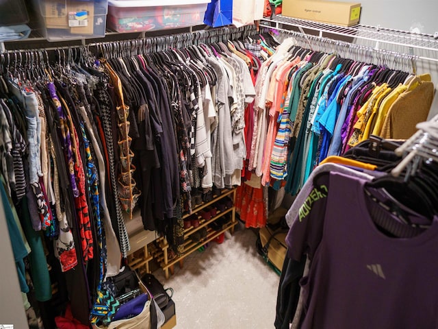 walk in closet featuring carpet