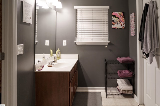 bathroom featuring vanity and tile patterned flooring