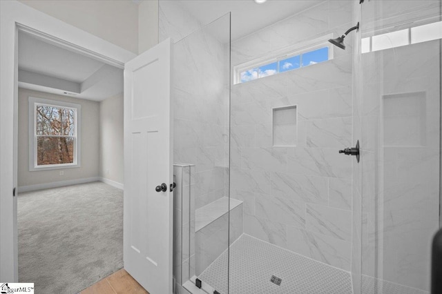 bathroom featuring walk in shower