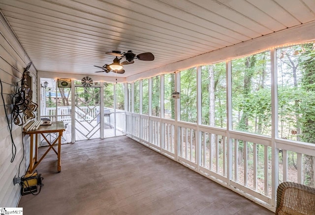 view of unfurnished sunroom