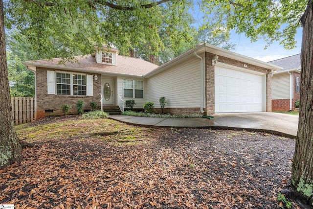 ranch-style home with a garage