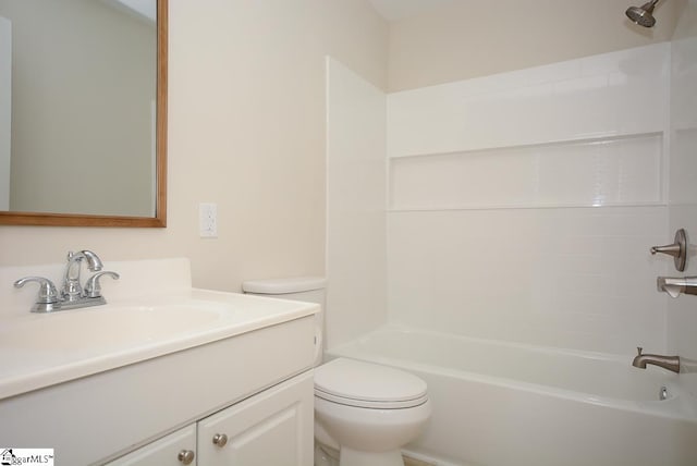 full bathroom featuring vanity, toilet, and shower / bath combination