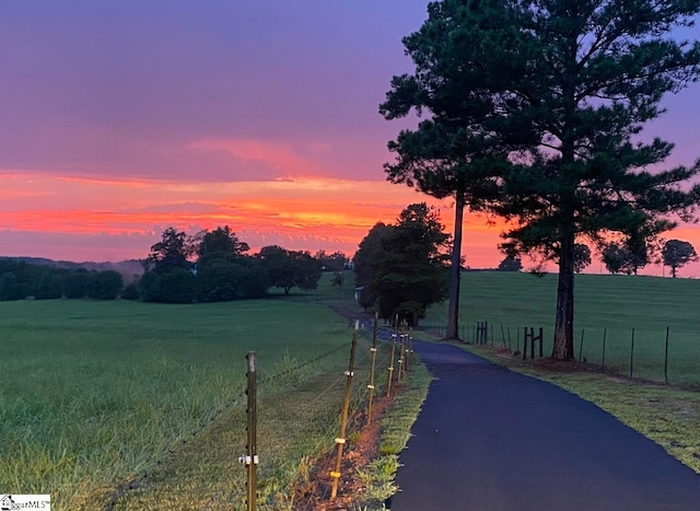 view of road featuring a rural view