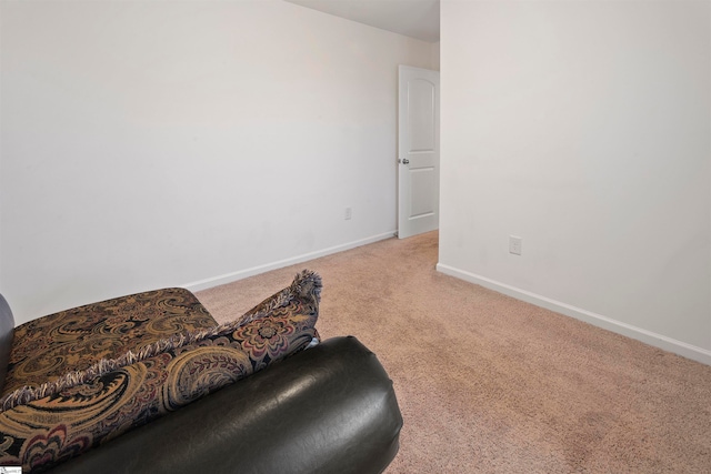 living area with carpet flooring