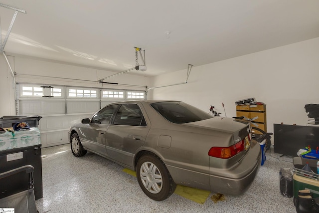 garage with a garage door opener