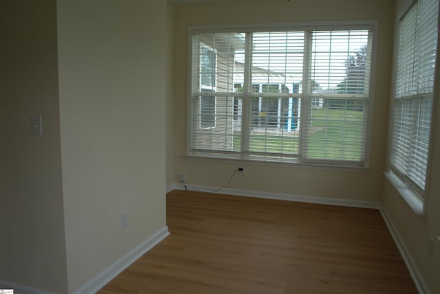 unfurnished room with hardwood / wood-style flooring