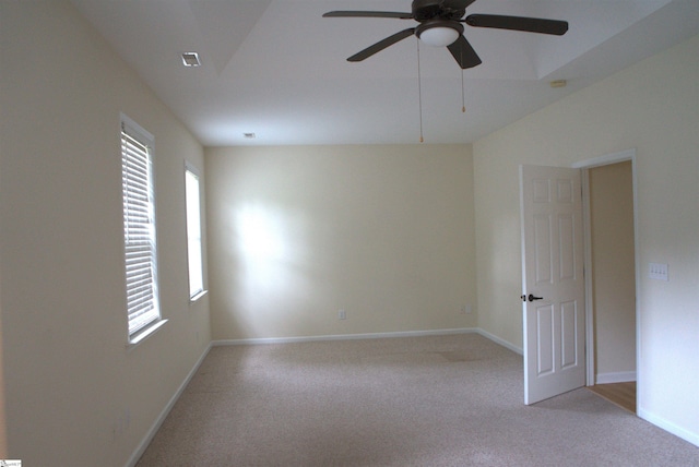 carpeted empty room with ceiling fan