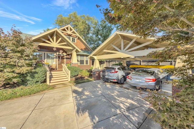 view of front of home with a carport