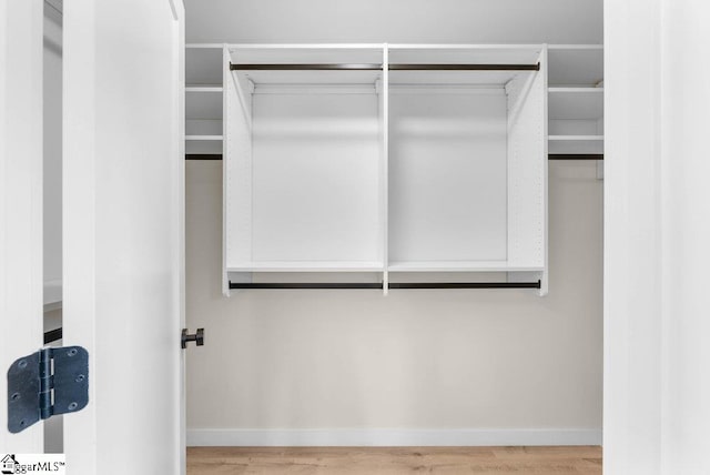 walk in closet featuring wood-type flooring