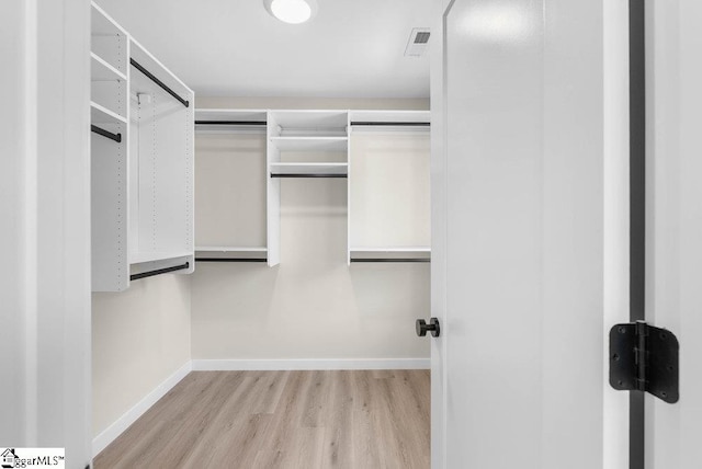 spacious closet featuring light wood-type flooring