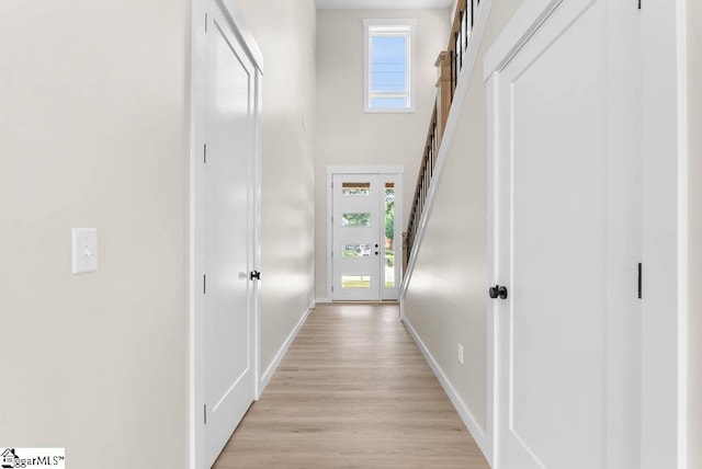 hall featuring light hardwood / wood-style floors