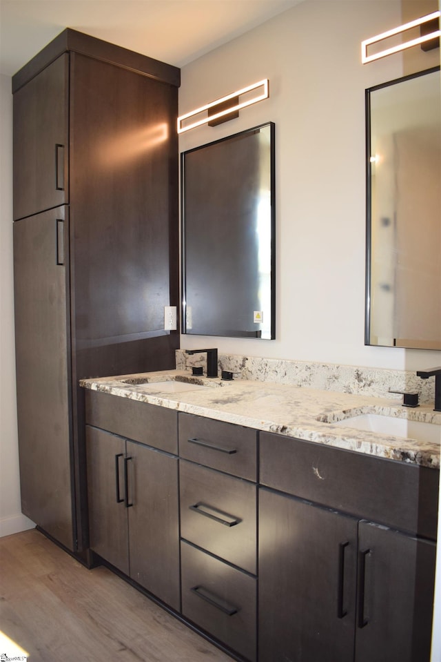123 Jackson St, Greer, SC 29650 - bathroom with wood finished floors and double vanity