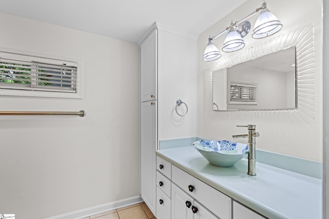 bathroom with vanity and tile patterned floors