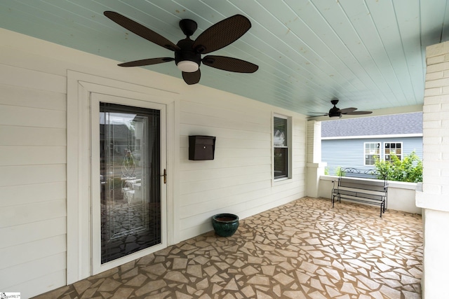 view of patio with ceiling fan