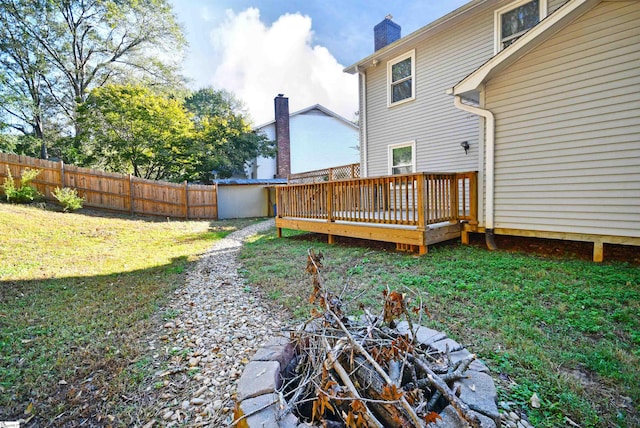 view of yard featuring a deck