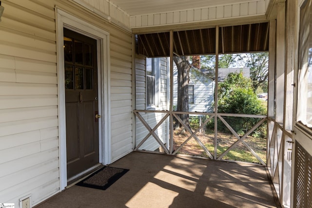 view of unfurnished sunroom