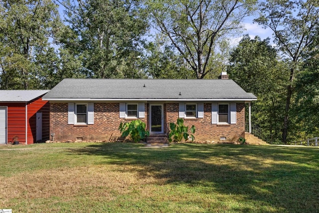 ranch-style home with a front yard