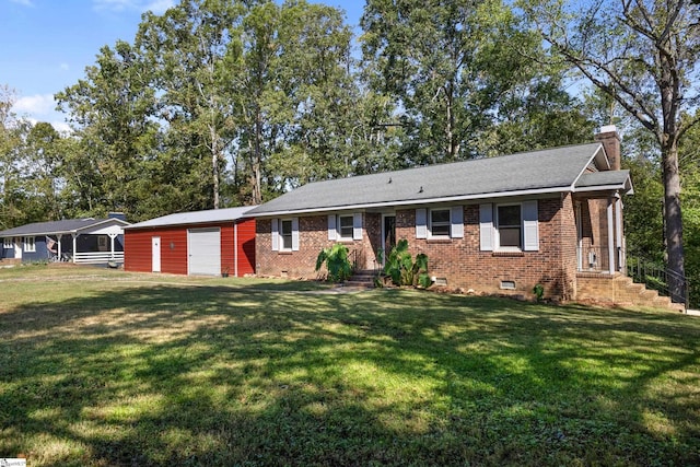 ranch-style house with a front lawn