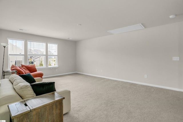 living area with light carpet