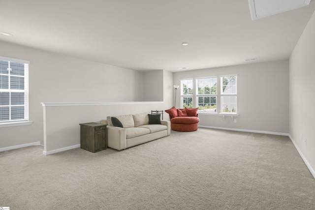 living room with light carpet