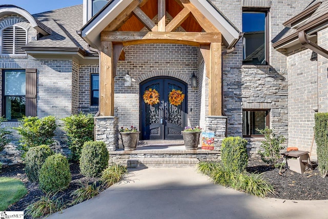 doorway to property featuring french doors