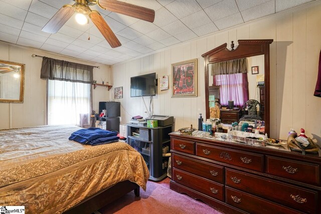 120 Cobb Rd, Pelzer, SC 29669 - bedroom featuring carpet flooring, ornamental molding, and ceiling fan